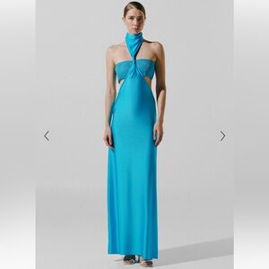 Chic Halter Turquoise Dress